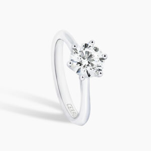 18ct white gold round brilliant cut diamond solitaire ring