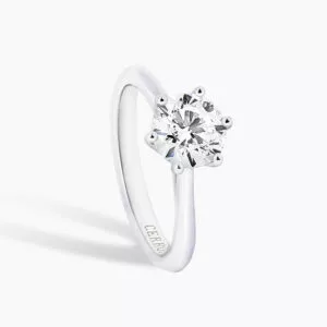 18ct white gold round brilliant cut diamond solitaire ring