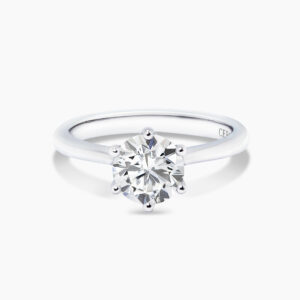 BARI - 18ct white gold round brilliant cut diamond solitaire ring