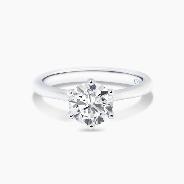 18ct white gold round brilliant cut diamond solitaire ring