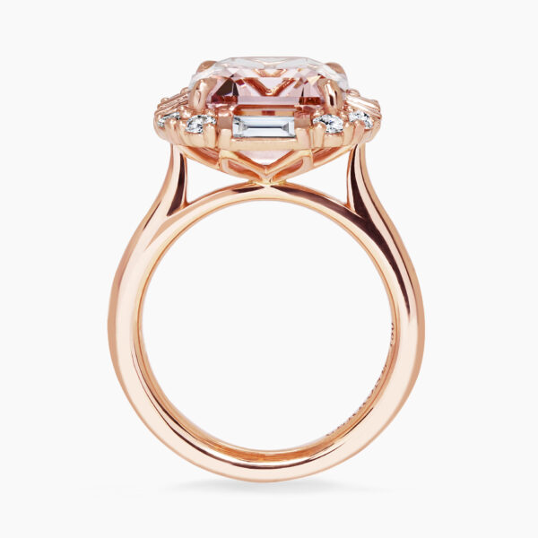 18ct rose gold 7.05ct emerald cut morganite and diamond ring - Image 2
