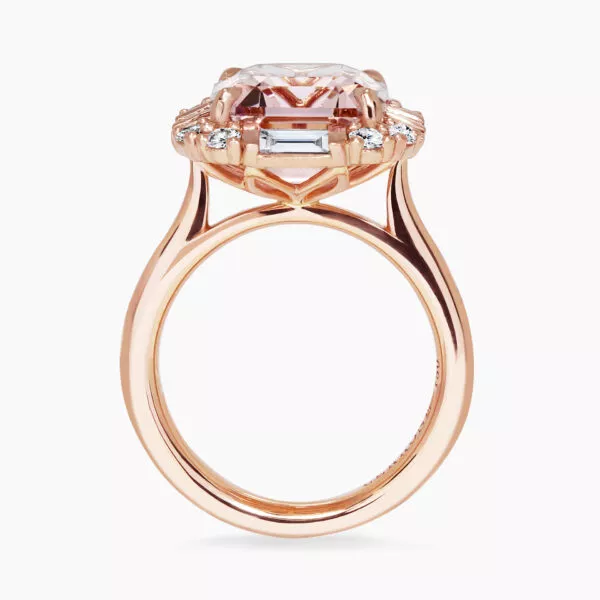 18ct rose gold 7.05ct emerald cut morganite and diamond ring - Image 2