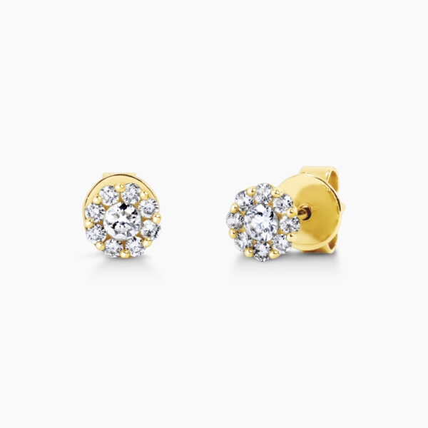 18ct yellow gold diamond cluster set stud earrings.