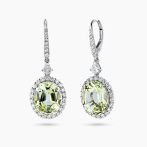 18ct white gold tourmaline and diamond drop earrings