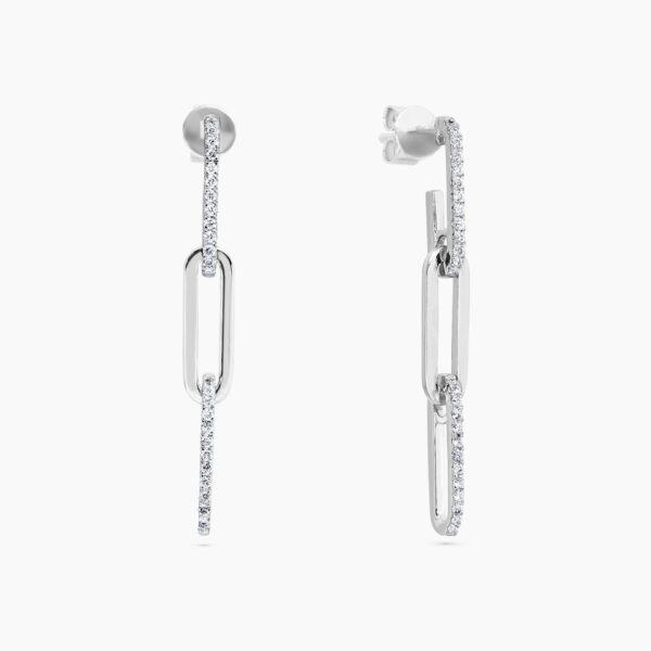 18ct white gold diamond paperclip drop earrings