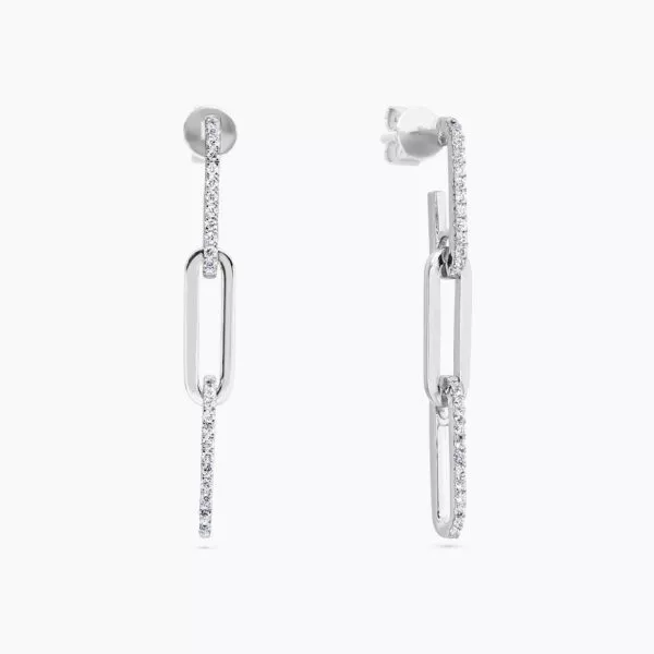 18ct white gold diamond paperclip drop earrings