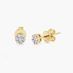 18ct yellow gold diamond claw set cluster stud earrings