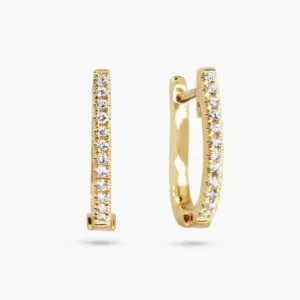 18ct yellow gold diamond micro set oval hoop earrings