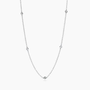 18ct white gold diamond bezel set necklace