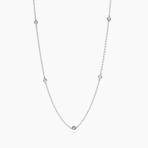 18ct white gold diamond bezel set necklace