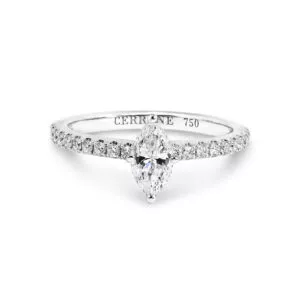 18ct white gold 0.50ct F SI1 marquise GIA diamond ring