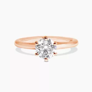18ct rose gold round brilliant cut diamond solitaire ring