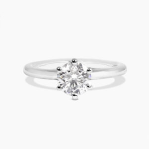 Platinum round brilliant cut diamond solitaire ring