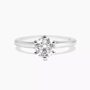 Platinum round brilliant cut diamond solitaire ring