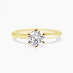 18ct yellow gold round brilliant cut diamond solitaire ring