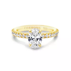 18ct yellow gold oval diamond ring in a four claw setting