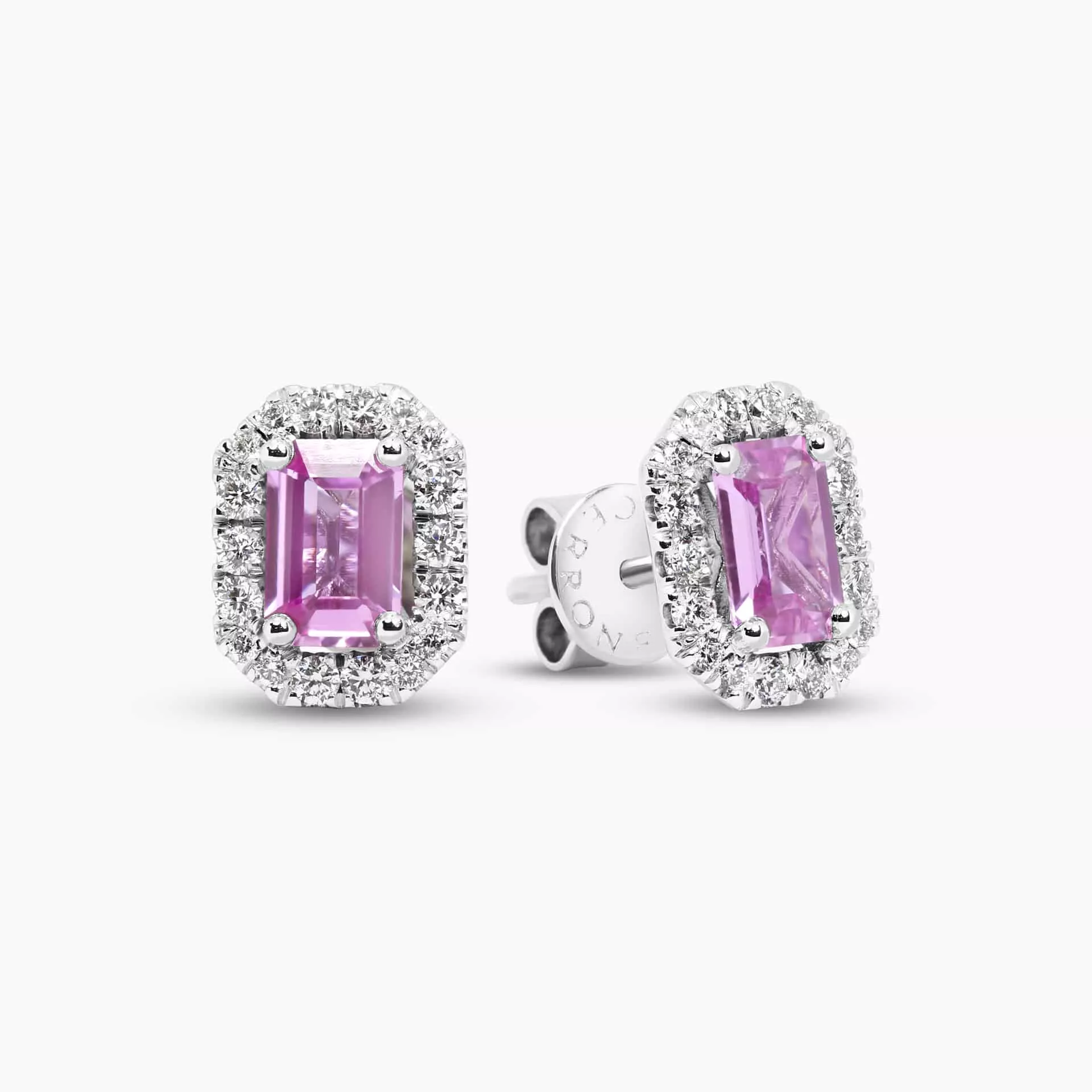 Pink sapphire sales diamond earrings