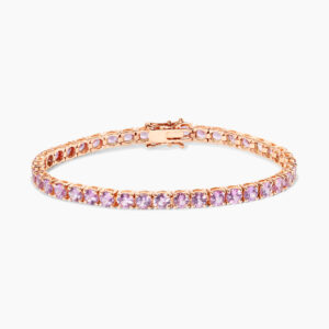 18ct rose gold pink sapphire tennis bracelet