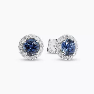 18ct white gold sapphire and diamond stud halo earrings