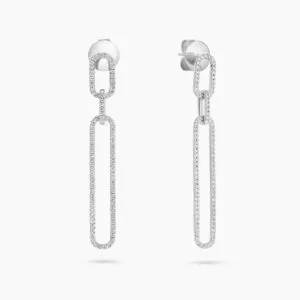 18ct white gold diamond drop paperclip earrings