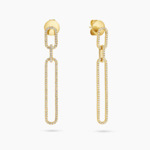 18ct yellow gold diamond drop paperclip earrings