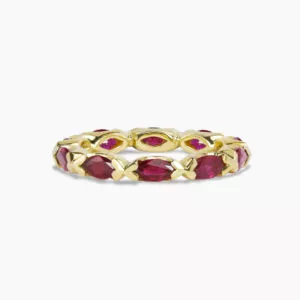 18ct yellow gold marquise cut ruby ring