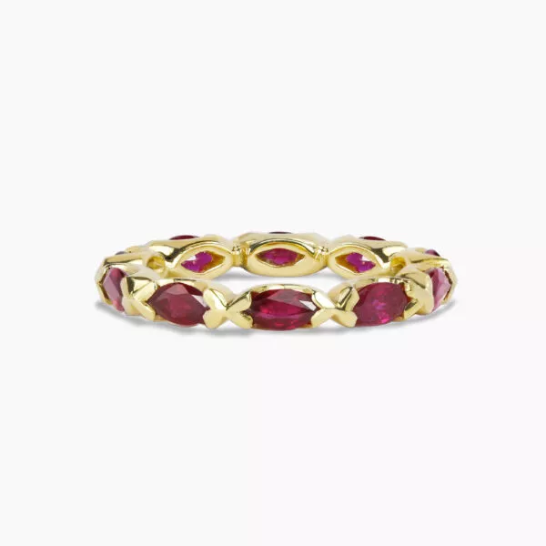 18ct yellow gold marquise cut ruby ring