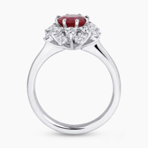 Platinum 1.33ct round brilliant cut ruby and diamond ring