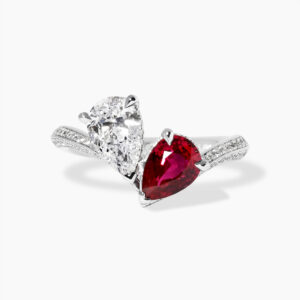 INSIEME - 18ct white gold pear shaped ruby and diamond ring
