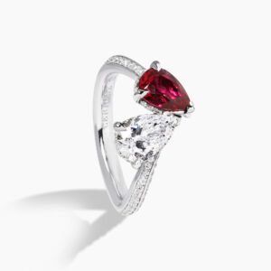INSIEME - 18ct white gold pear shaped ruby and diamond ring