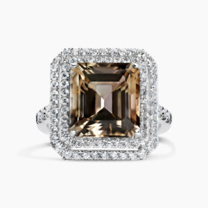 18ct white gold 7.62ct emerald cut tourmaline and diamond ring