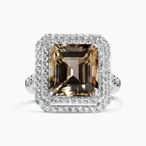 18ct white gold 7.62ct emerald cut tourmaline and diamond ring
