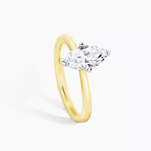 18ct yellow and white gold marquise diamond solitaire ring