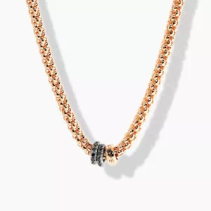 18ct rose & white gold black diamond Fope necklace