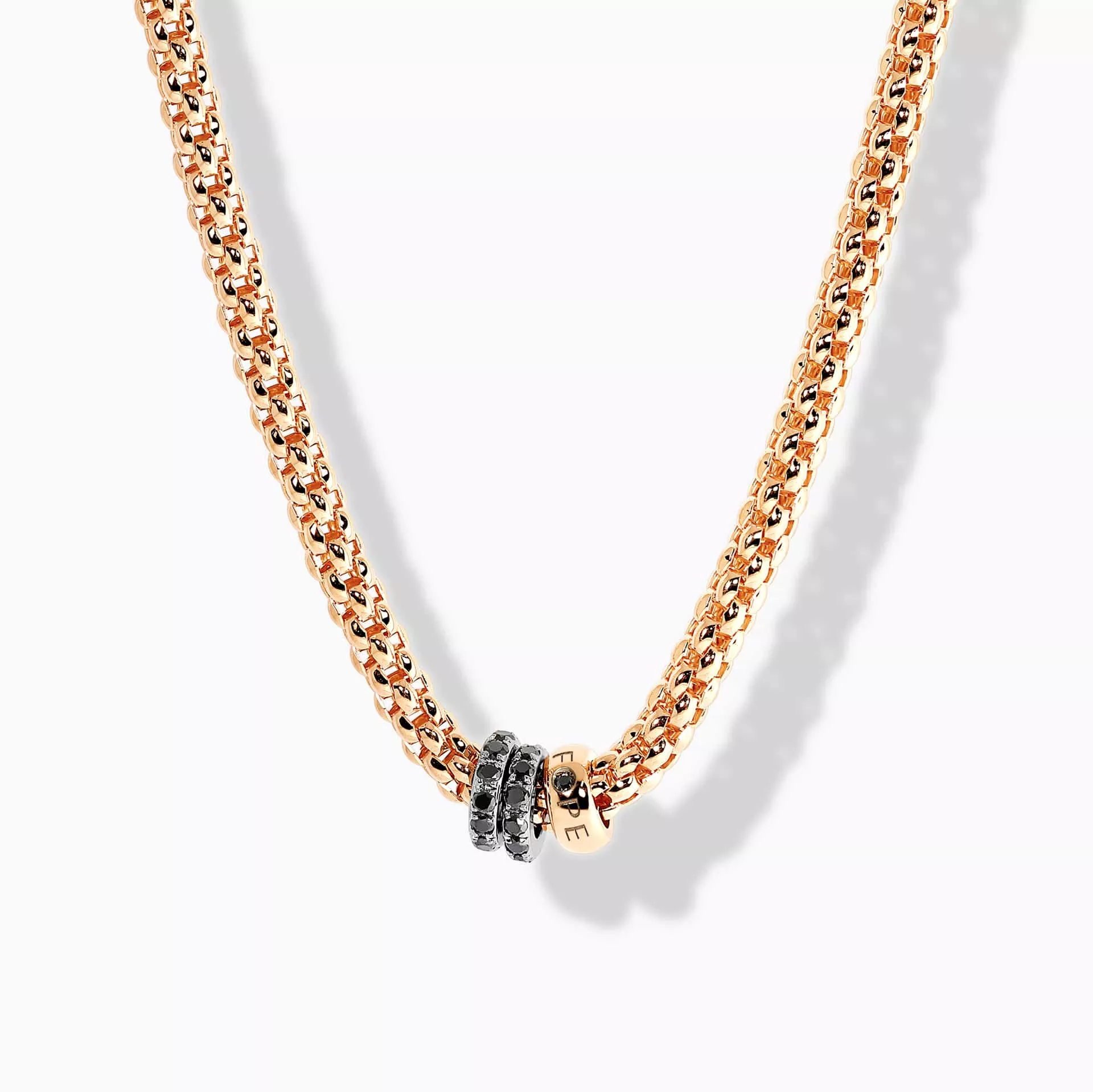 18ct rose white gold black diamond Fope necklace Cerrone
