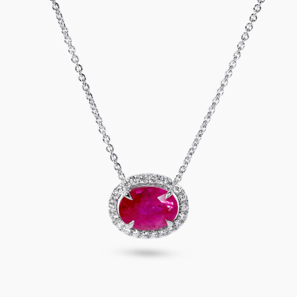 18ct white gold ruby and diamond necklace