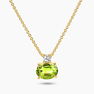 18ct yellow gold peridot and diamond necklace