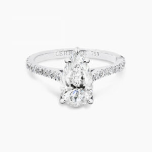 18ct White gold Pear shape diamond ring with diamond band