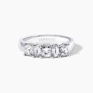 18ct white gold princess & emerald cut diamond ring