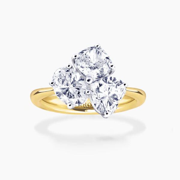 18ct yellow gold oval heart cushion diamond ring