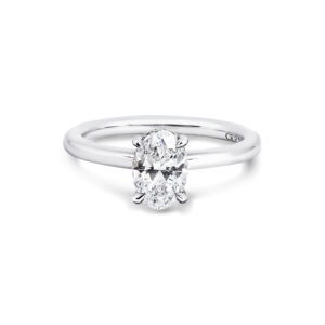 18ct white gold oval cut diamond solitaire four claw ring