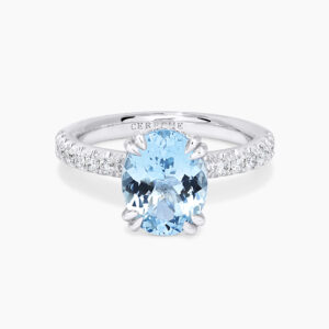 18ct white gold 2.25ct oval aquamarine and diamond ring