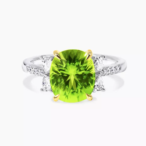 'The Carnevale Ring' 18ct white & yellow gold peridot & diamond ring