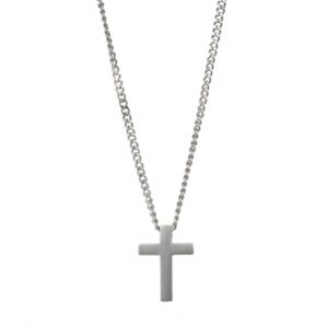 Brushed Stainless Steel Cross necklace