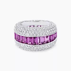 18ct White Gold Pink Sapphire & Diamond Dress Ring