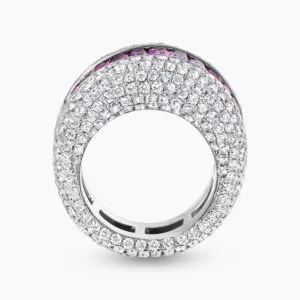 18ct White Gold Pink Sapphire & Diamond Dress Ring