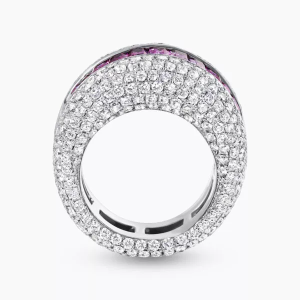 18ct White Gold Pink Sapphire & Diamond Dress Ring