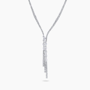 18ct white gold marquise and round diamond tennis necklace