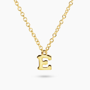 18ct yellow gold initial "E" necklace