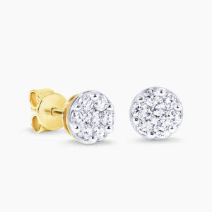 18ct yellow gold round cluster diamond claw set stud earrings